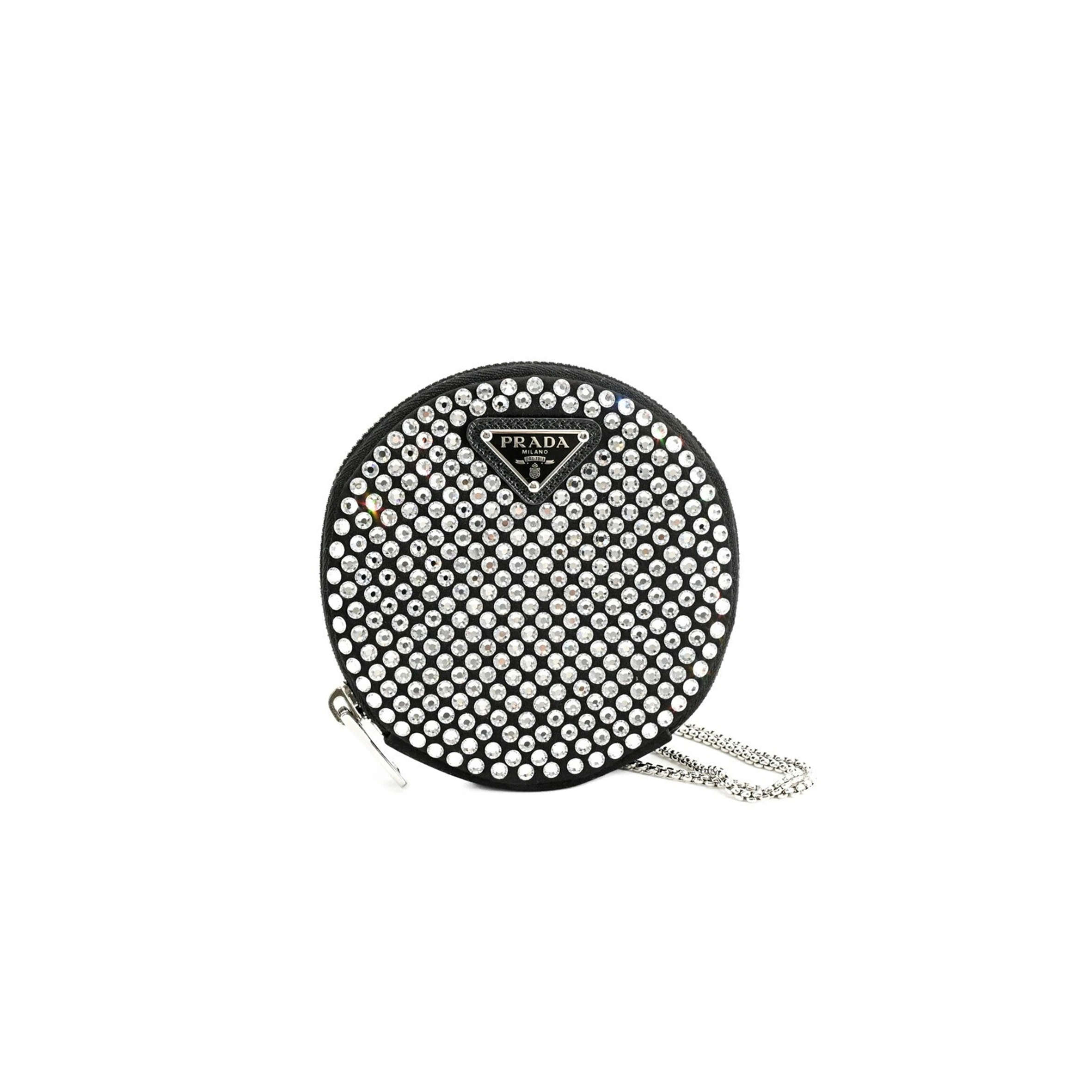 PRADA ROUND CHAIN SHOULDER BAG BLACK 1NR003 (12*12*2cm)